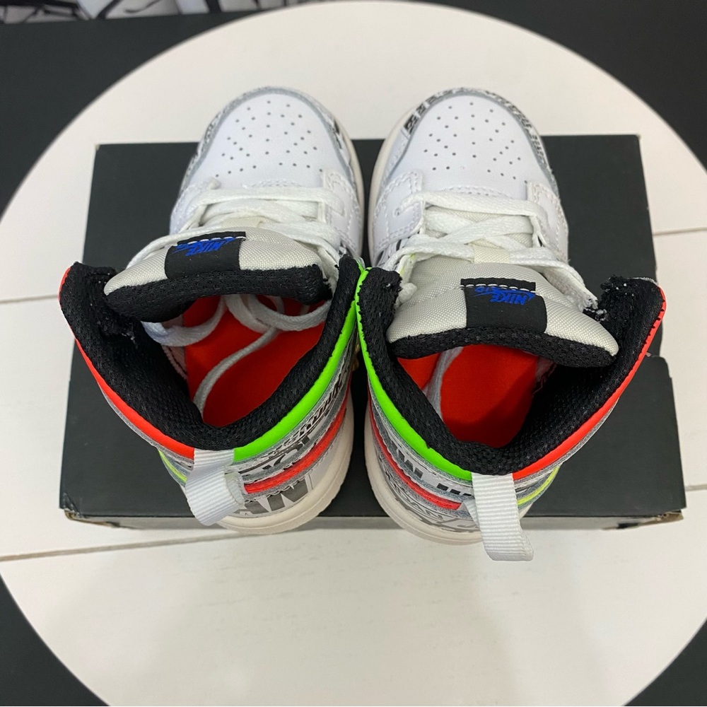 Nike Air Jordan 1 Mid White and Green Graffiti Sneakers kids size 6c - Picture 13 of 14